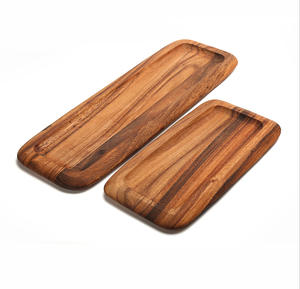 Plateau de rangement en bois d'acacia massif, plateau à thé en bois, plateau de table à manger, mini plateau à fromage, <span class=keywords><strong>l</strong></span>égumes, vente en gros - Product Image 1