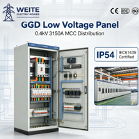 Armoire de distribution basse tension GGD AC 380V 3150A, installation fixe haute résistance, métal résistant à la corrosion, contrôle de puissance OEM