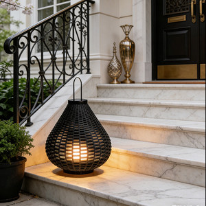 Lámpara Solar LED de Mimbre para Exteriores, Resistente al Agua IP65, Decoración de Jardín, Luz de Paisaje para Balcón, Alimentada por Batería - Product Image 5