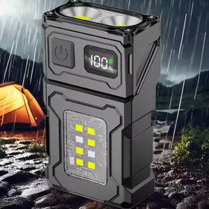 New Trends Outdoor Camping Multitool USB Rechargeable EDC <strong>Keychain</strong> <strong>Flashlight</strong> Portable Magnetic Small Mini Work Light - Product Image 2