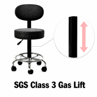Tabouret médical pivotant réglable en similicuir avec base en alliage, anneau de repose-pieds, vérin à gaz SGS et roulettes silencieuses pour hôpital, laboratoire, esthétique et tatouage