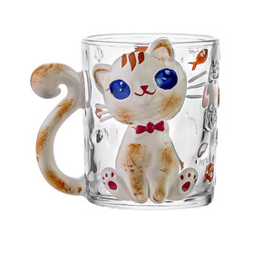 Copo de Vidro com Alça de Gato Fofo, Copo de Água de Alta Estética para Casa, Copo de Café e Leite para Estudantes e Mulheres - Product Image 4