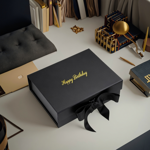 Black Magnetic Boxes Luxury Packaging with Gold Foil Printing for Vip Gifts and Card Boxes