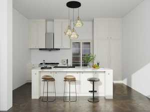 Mobile da Cucina Moderno ed Ecologico con Isola e Piano in Quarzo, Personalizzabile <span class=keywords><strong>per</strong></span> Cucine Compatte e Appartamenti - Product Image 1