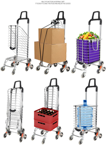 Opvouwbare Compacte Draagbare Bagageauto 'S Metalen Opvouwbare Supermarkt Handkar Vouwbare Winkelwagens - Product Image 5