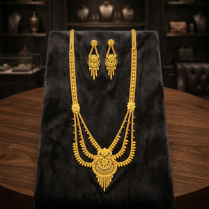 Vente en gros de colliers longs Rani Haar plaqués or micronisé 14K, 18K, 24K, ensemble de bijoux au design traditionnel, bijoux de mode, Oro Joyeria - Product Image 5