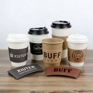 Logo personnalisé sur papier pour café, manchon de gobelet en papier avec impression - Product Image 1