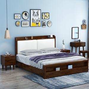 Vente en gros de lits modernes et simples pour la maison, lits en bois avec rangement - Product Image 4