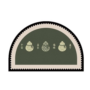 Retro Style Semi Circular Floor <b>Mat</b> Loop Velvet Non Slip Indoor Entryway Doormat Green Traditional Pattern Oval Shape - Product Image 4