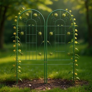 Set di 2 tralicci da giardino in metallo, 71 x 19,7 pollici, antiruggine, verdi, per supporto di piante rampicanti da esterno - Product Image 2