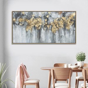 Grande formato appeso a parete dipinto a mano paesaggio di bellezza opera d'arte lamina d'oro arte moderna pittura a olio astratta - Product Image 2