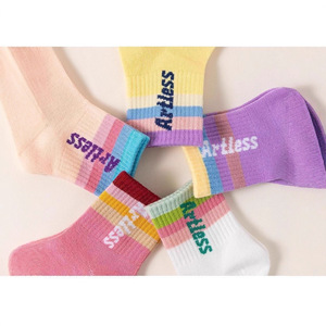 Childrens Mid Calf Sports Socks Breathable Crew Length For Girls Autumn Spring Summer Trendy Student Socks - Product Image 4