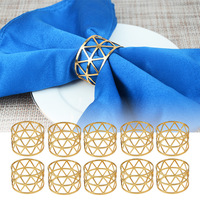 Anneau de serviette rond en métal écologique à motif floral KC Gold pour la décoration de table d'hôtel, de banquet, de mariage ou de fête