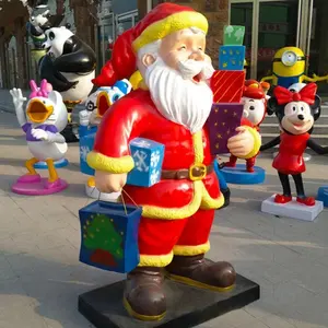 Statue de magasin de Noël en plein air grande sculpture de Père Noël en fibre de verre casse-noisette à vendre