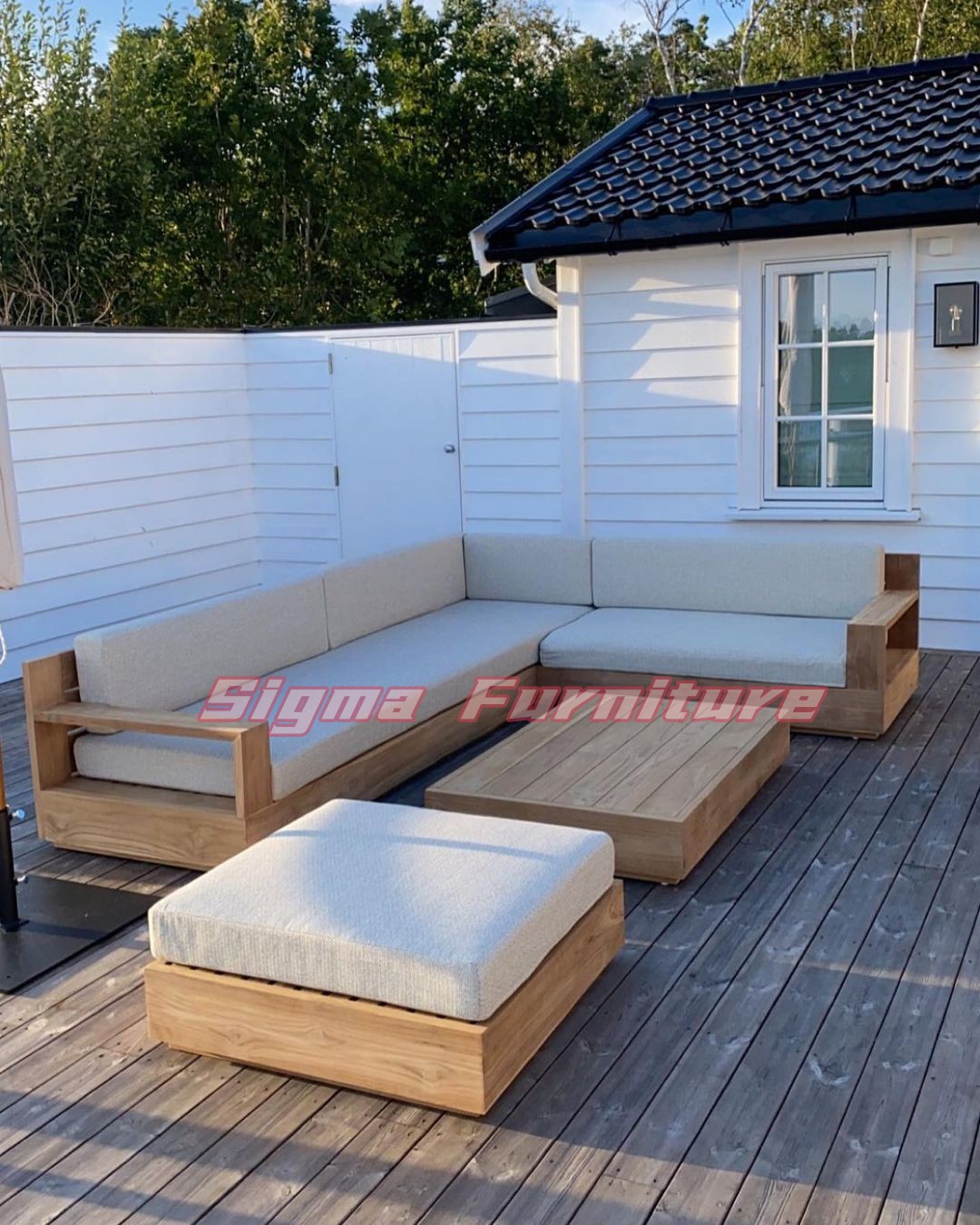 High quality modern outdoor furniture set outdoor furniture solid teak wood sofa patio luxury garden sofa