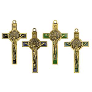 Pendentif Croix Chapelet en Bronze Antique Catholique Saint Benoît Crucifix <span class=keywords><strong>77</strong></span>*44mm - Product Image 1