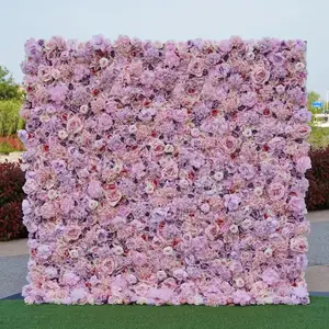 Événement de mariage soie florale artificielle Rose fleur mur pour toile de fond de jardin pour mariage décoration de fête à la maison