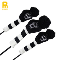 Tête de club de golf tricotée avec pompon, style vintage, broderie 3D personnalisée, faite à la main, couleur personnalisable, pour driver, fairway et hybride