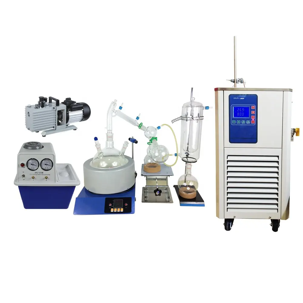 Lab Extractor Distiller Peralatan Distilasi Minyak Esensial Molekul Unit Jalur Pendek 5l