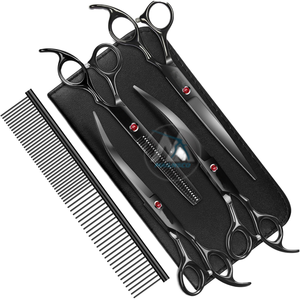 Kit professionnel de ciseaux de barbier 6 pouces en acier inoxydable tranchant pour la coupe et l'éclaircissement des cheveux, avec étui et peigne, outils pour la maison et le salon - Product Image 1
