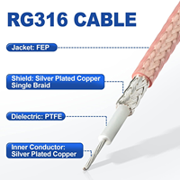 Câble coaxial RG316 de 50 ohms en gros d'usine-isolation PTFE solide, gaine FEP assemblage de câble BNC/SMC/FAKRA/N/MMCX/SMA personnalisé