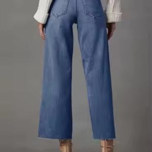 Pantalones Vaqueros Acampanados Casuales Estilo Y2K para Mujer 2025, de Cintura Alta, Ajustados, Anchos, Elásticos, Transpirables, Desgastados, con Ajuste Contorneado, Talla Pequeña - Product Image 6