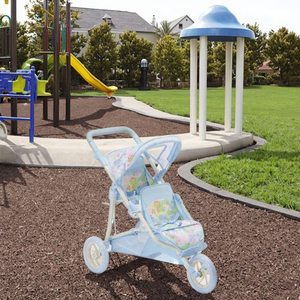 Pretend Play Trolley Toys for Kids Ride-on Stroller for Dolls Wagon Preschool Pretend Games <strong>Three</strong> <strong>Wheels</strong> Jogger Doll <strong>Pram</strong> - Product Image 2