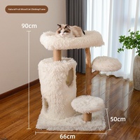 Arbre à chat minimaliste en bois massif avec plateformes de saut et nids intégrés, multi-niveaux, en sisal, gain de place, pour usage domestique