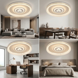 Plafonnier encastré élégant à trois anneaux concentriques, éclairage intérieur, trois couleurs, intensité réglable, <span class=keywords><strong>luminaire</strong></span> de luxe pour chambre principale - Product Image 2