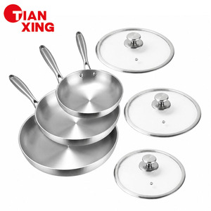 Sartén de Acero Inoxidable de 3 Capas TIANXING, Sartén Antiadherente, Sartén Reforzada, Utensilios de Cocina Completamente Recubiertos, Libres de PFAS - Product Image 1