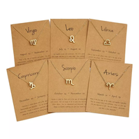 Colliers pour femmes élégants avec pendentifs, chaîne en or, collier ras du cou, astrologie, 12 signes du zodiaque, avec carte