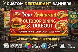 Portable Vinyl Advertising <b>Banner</b> with High Definition UV Printed Weatherproof Design Customizable for Retail & Restaurant Use - Product Image 2