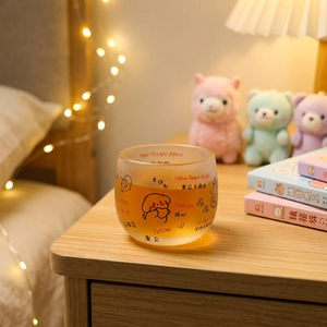 Ins glazen beker met matglas, schattig cartoonhondpatroon, liefdestekstontwerp, Kawaii waterbeker voor koffie, melk, boba-thee - Product Image 3