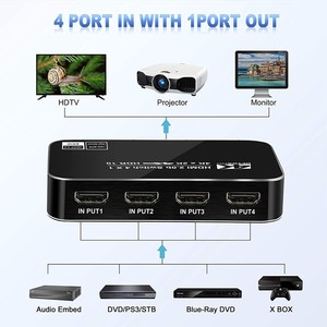 Hardrock Factory HD - Conector Metálico de 4 Puertos para Switcher 4 en 1 Salida HDR10 HDCP2.2 4K60HZ, Fabricado en Henan, Molde Privado para Cine en Casa y Juegos - Product Image 5