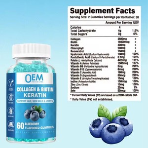 Gomitas de Biotina, Colágeno y Vitaminas, Sabor a Bayas Mixtas, Suplemento para Blanquear la Piel y el Crecimiento del Cabello con Vitaminas <span class=keywords><strong>B</strong></span>, C y E para Cabello, Piel y Uñas - Product Image 6