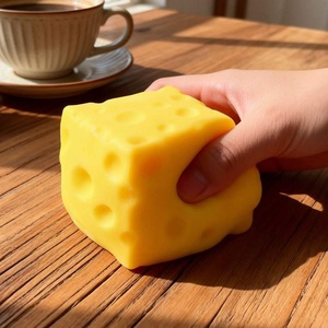 Needoh Cheese <b>Squishy</b> Toy Cube Shaped Stress Relief Squeeze Toy for Kids Adults With Slow Rebound and Soft TPR Material - Product Image 1