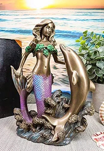 Oferta Caliente: Escultura Creativa de Resina de Sirena Oceánica Art Nouveau, Figura de Sirena y Delfín de Boca de <span class=keywords><strong>Botella</strong></span>, Venta al por Mayor - Product Image 3