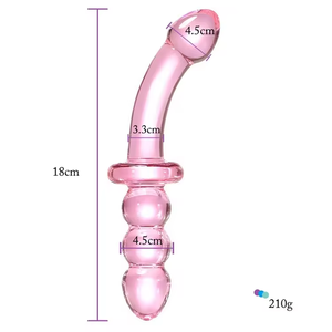 Wasserdichter Hochwertiger Schöner Herren-<span class=keywords><strong>Dildo</strong></span> aus Rosa Glas mit Griff - Product Image 4