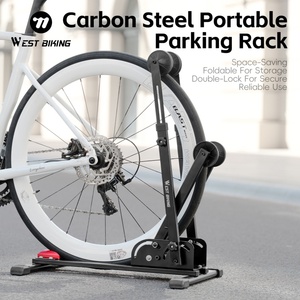 WEST BIKING Support de stationnement de vélo portable pliable en acier au carbone Étude Durable 90 ° Rotation Range VTT Support de stationnement - Product Image 1