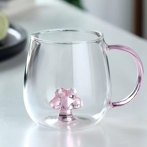 Tasse à thé en verre 400-500 ML haute teneur en borosilicate tasses avec mignon petits animaux cadeau tasse à thé en verre personnaliser Logo - Product Image 4