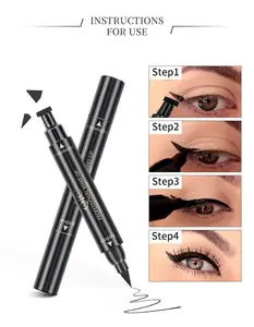 QIC Fashion Liquid Eyeliner Pencil Super Waterproof Black Double-Headed Stamps Eye Liner Eye Cosmetic Makeup Tool