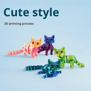 Figurines de chats simulés imprimées en 3D, jouets animaux en plastique faits à la main, jouets de chats imprimés en 3D populaires pour l'exportation - Product Image 2