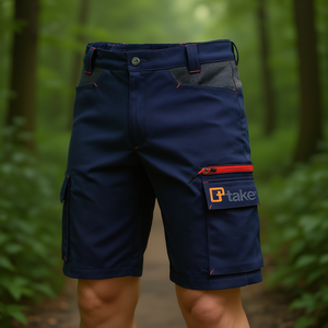 Shorts de travail style Bermuda bleu foncé avec poches cargo - Product Image 3