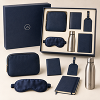 Kit Cadeau d'Affaires Personnalisé avec Logo : Organisateur, Housse de Passeport, Étiquette de Bagage, Masque de Nuit, Bouteille, Carnet – Fournisseur de Cadeaux d'Entreprise