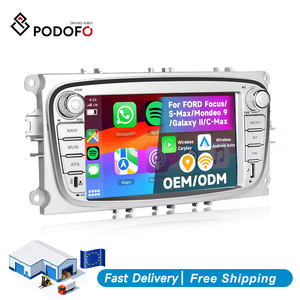 Radio de Coche Android Podofo de 7'' para Ford Focus S-Max Mondeo 9 Galaxy II C-Max 2+64G, Carplay/Android Auto Inalámbrico, GPS/WiFi, Estéreo - Product Image 1
