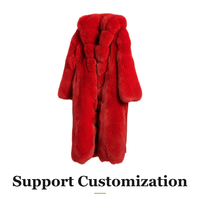 Veste en fourrure de renard véritable sur mesure, personnalisable, couleur personnalisée, longue, pour femme, avec capuche en fourrure véritable, imperméable pour l'hiver