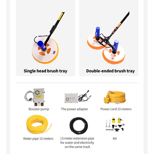 [Certifié CE] Brosse de nettoyage de panneaux solaires électriques 35 cm, à disque unique rotatif, avec perche télescopique portative, pour nettoyage humide/sec de panneaux photovoltaïques - Product Image 6