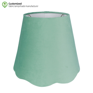 Bedside Handicraft Table Lampshade Eco-Friendly Fabric Light <strong>Shade</strong> Round Top Scalloped Bottom Desk <strong>Green</strong> <strong>Lamp</strong> <strong>Shade</strong> - Product Image 1