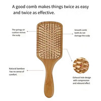 Brosse à cheveux en bambou naturel personnalisable avec logo, unisexe, à dents larges, coussin d'air, pour massage du cuir chevelu, usage domestique, vente en gros