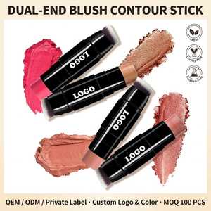 Barra de Colorete en Crema de Doble Punta con Brocha, Resistente al Agua, Vegano, Iluminador y Contorno para Rostro, Maquillaje con Logotipo Personalizado - Product Image 1